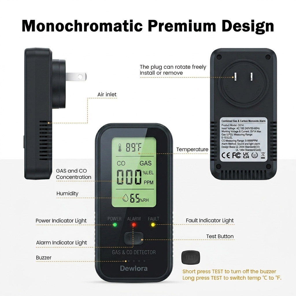 Dewlora 4 In 1 CO Detector