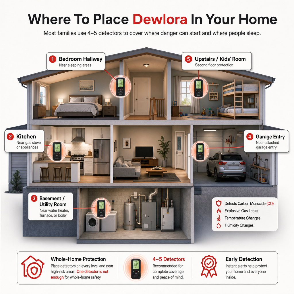 Dewlora 4 In 1 CO2 Detector
